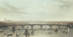 Veduta del ponte in costruzione sul Tamigi a Vauxhall, 1810 da W Daniel